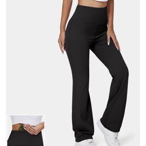 HALARA high Waisted Slight Flare Back Pocket Plain Leggings Size Small Black